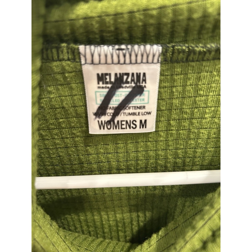Melanzana Micro Grid Hoodie Womens M Green Fleece Pullover Outdoor Leadville CO - Picture 3 of 9